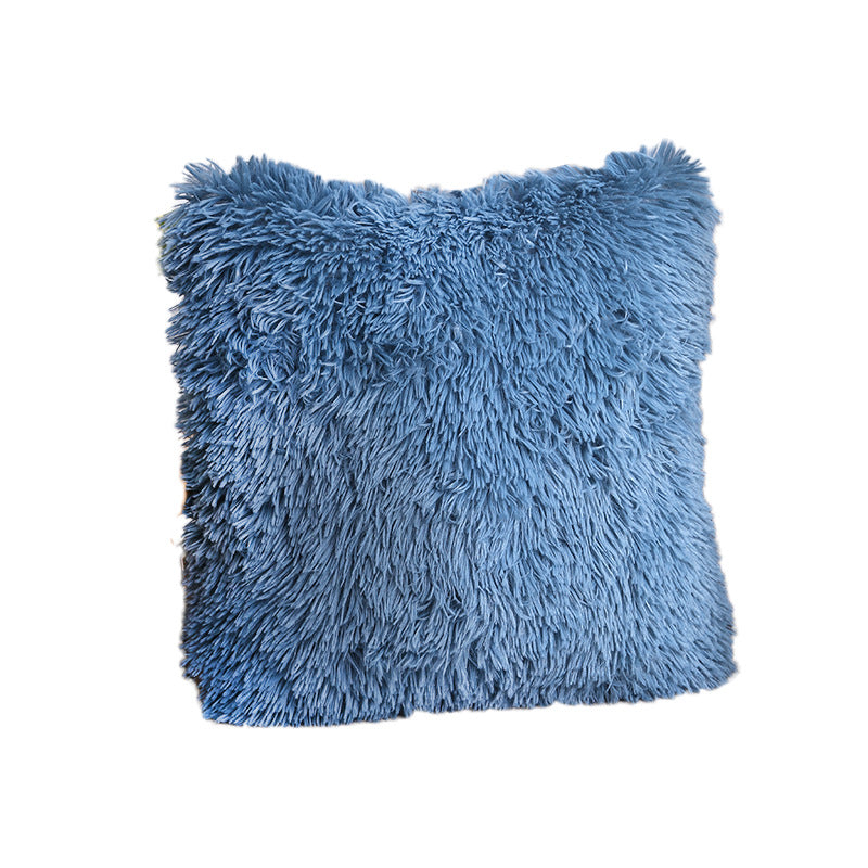 Plush Faux Fur Square Decorative Pillow Cover with Hidden Zipper and Long Pile
