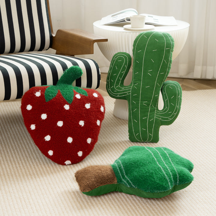 Cactus decorative pillow made of cord fabric with hand-stitched spikes and soft filling Stornfield