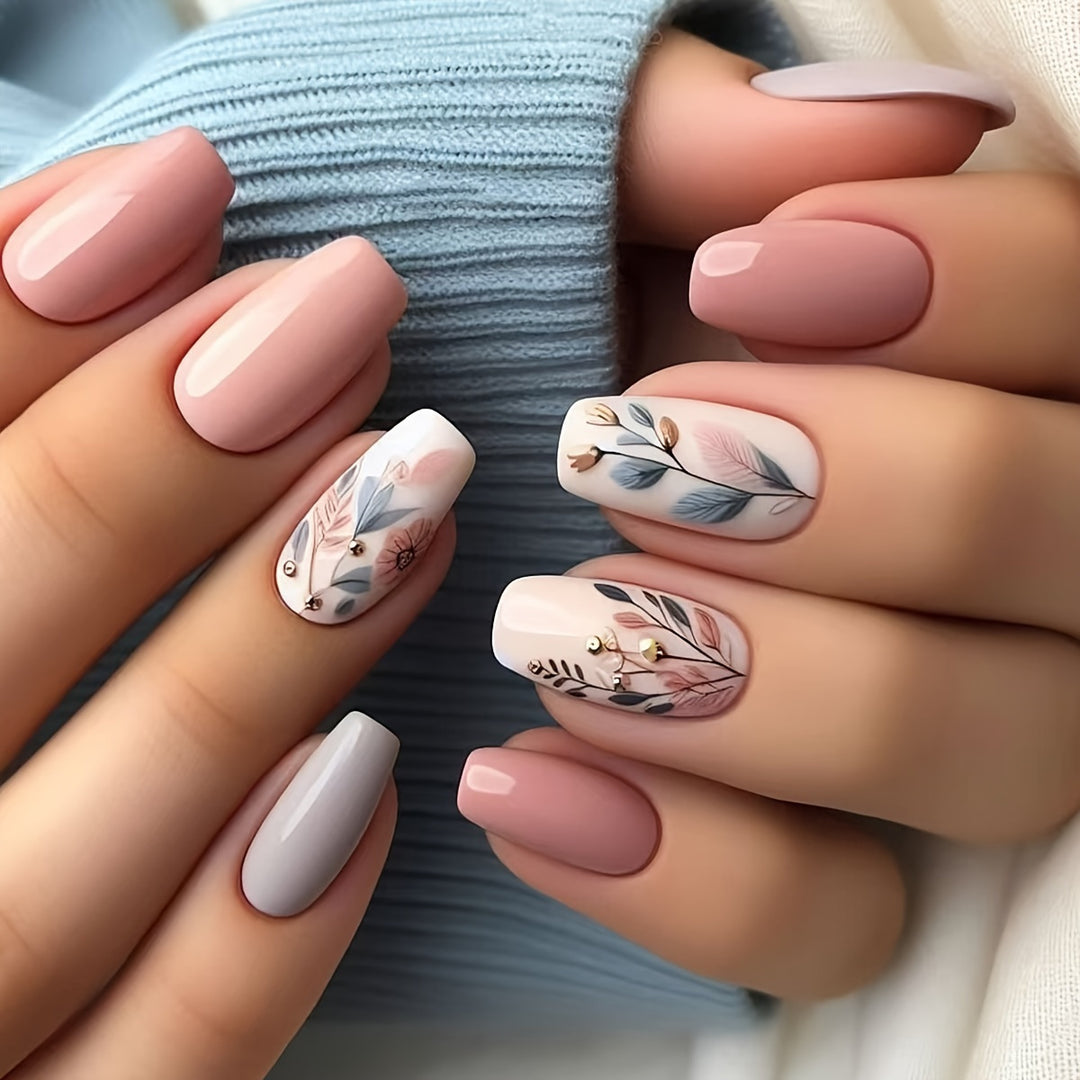 Floral Art Acrylic Nail Set Stornfield