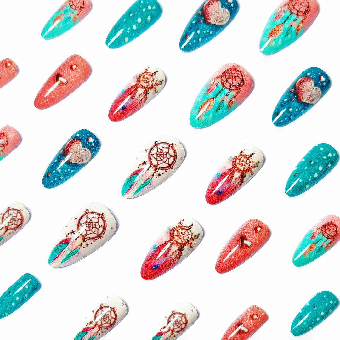 Artificial nails with intricate dreamcatcher design Stornfield