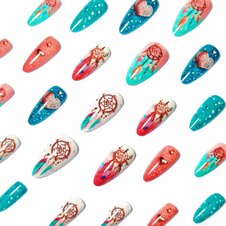 Artificial nails with intricate dreamcatcher design Stornfield