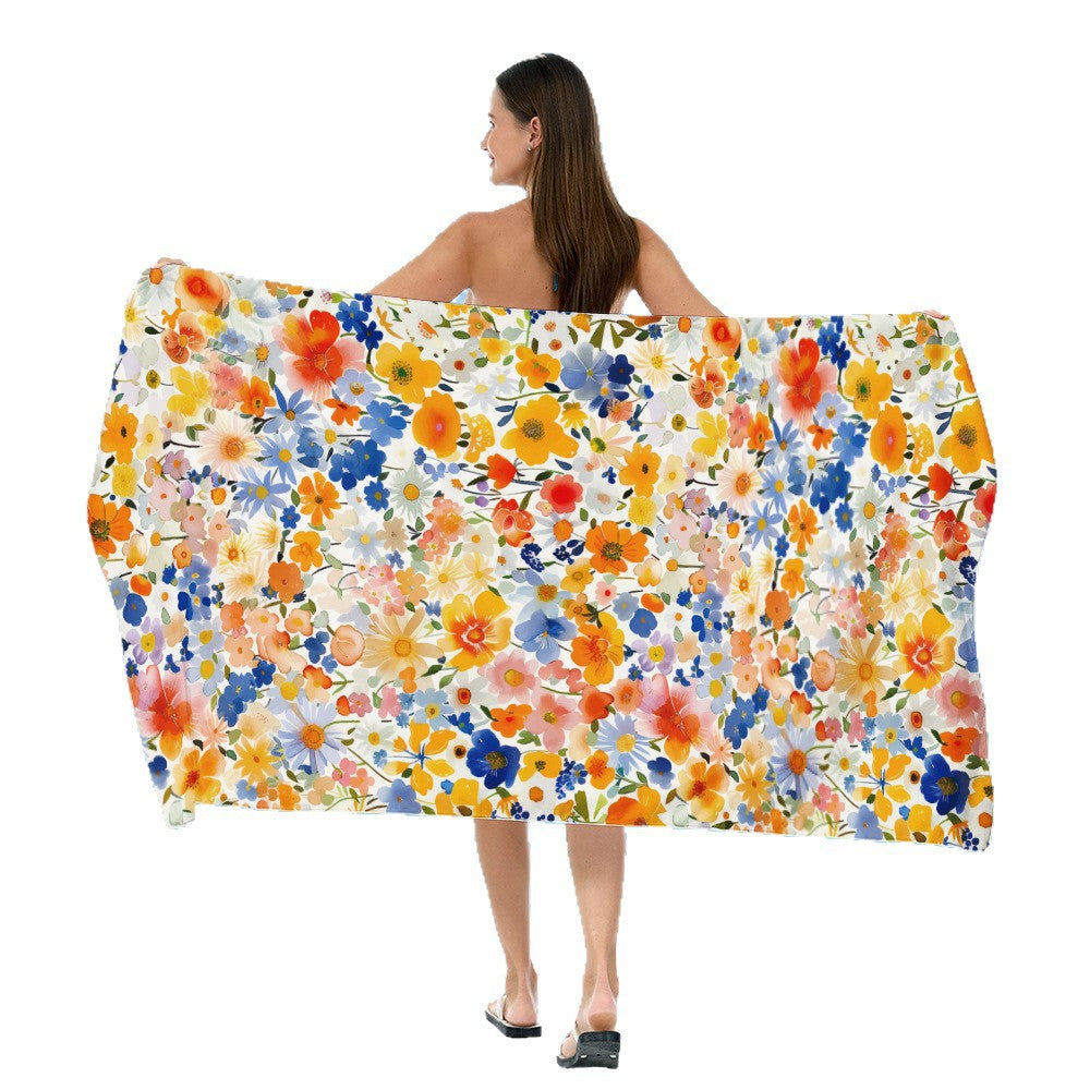 Beach towel with elegant floral watercolor design Stornfield
