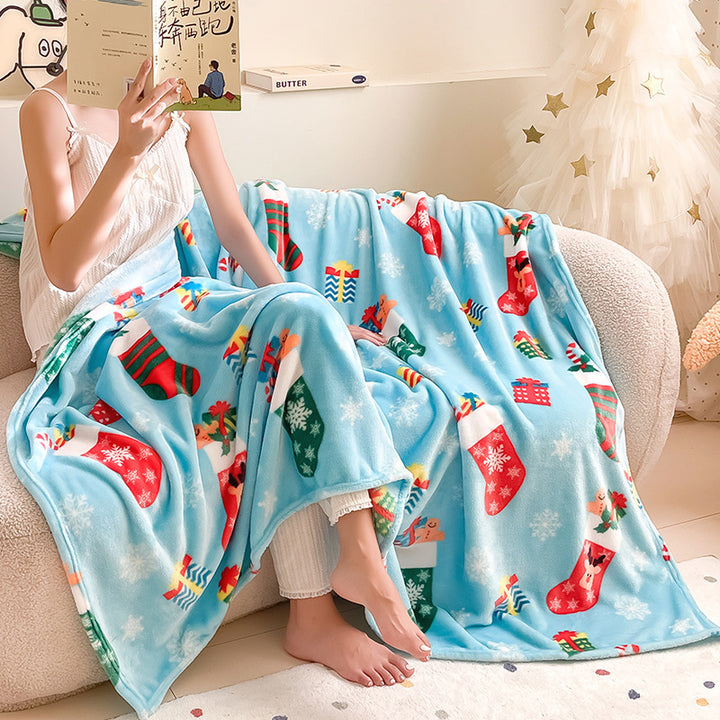 Cozy Holiday-Themed Fleece Throw Blanket