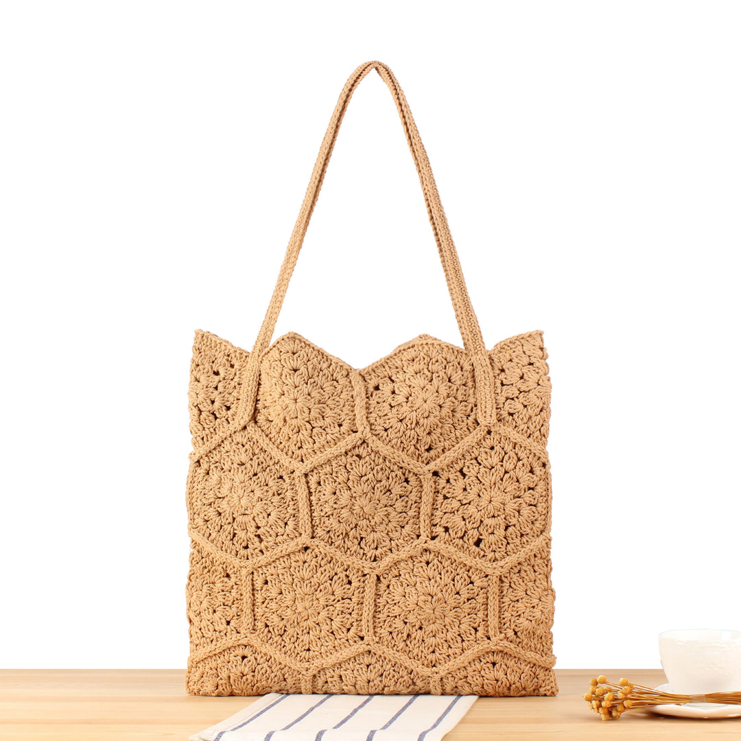 Handcrafted macrame tote bag with unique honeycomb pattern Stornfield