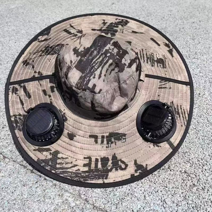 Ventilated outdoor fishing hat with two rechargeable fans, waterproof material and adjustable chin strap Stornfield