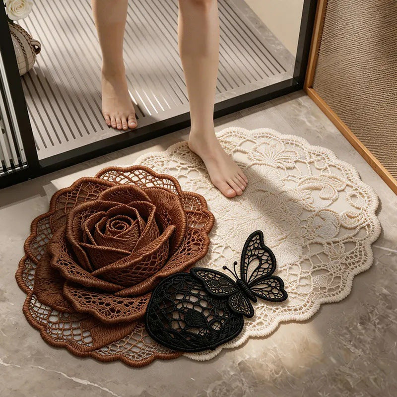 Elegant Floral Design Bath Mat