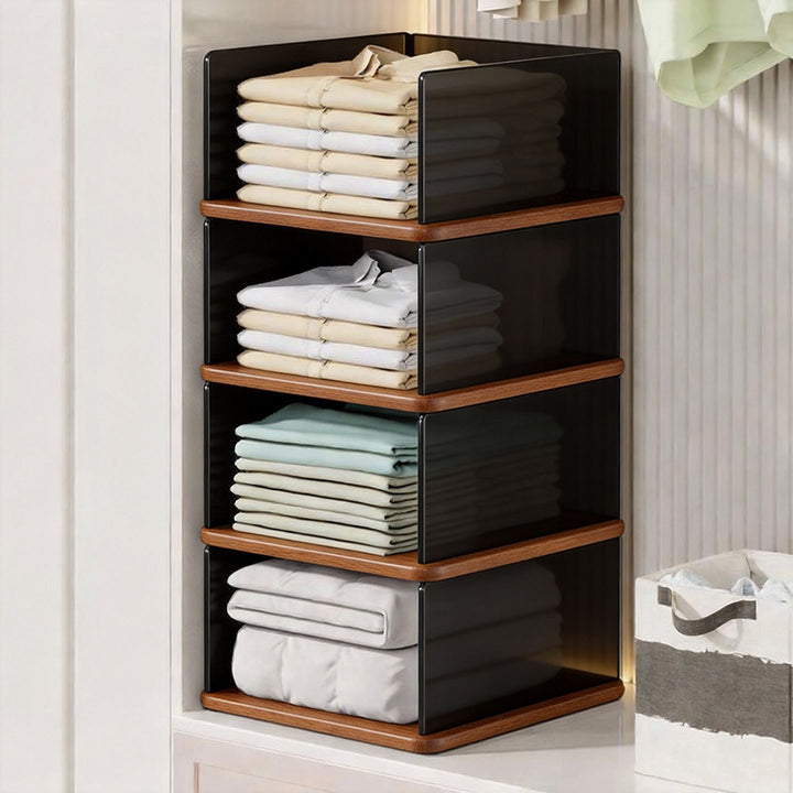 Stackable Metal Mesh Four Tier Closet Storage Drawer Organizer