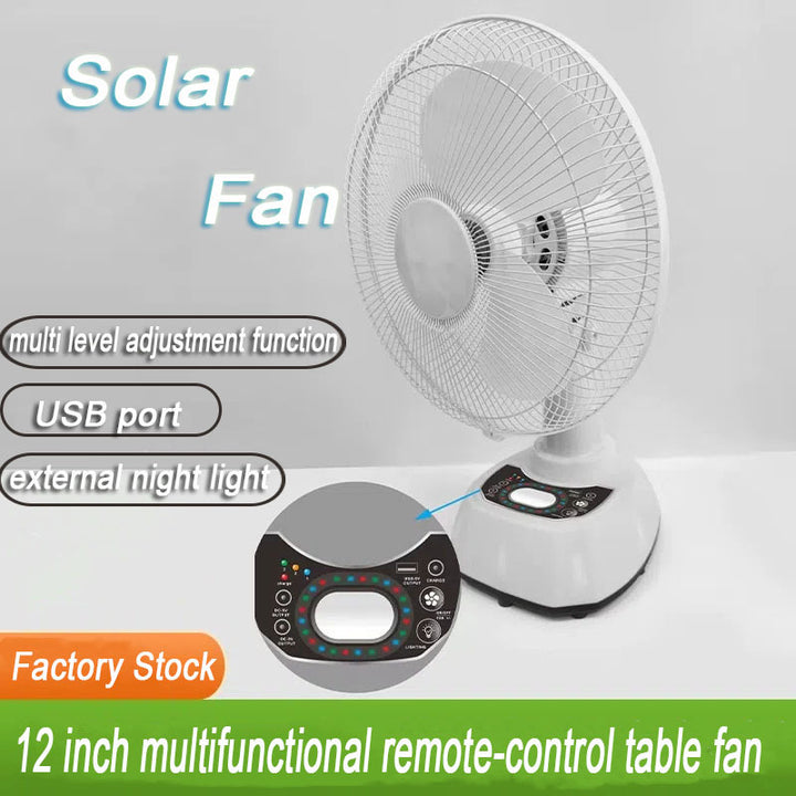 Ladies table fan with remote control and solar operation Stornfield