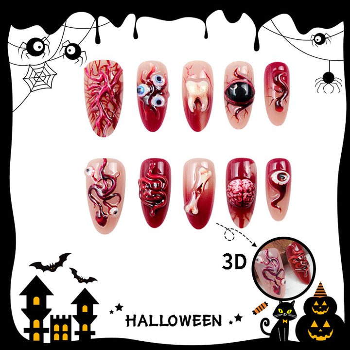 Artificial nail set with creative Halloween motifs Stornfield