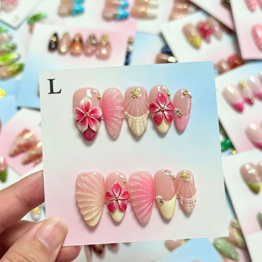 Handmade Floral Design Press-On Nails Set