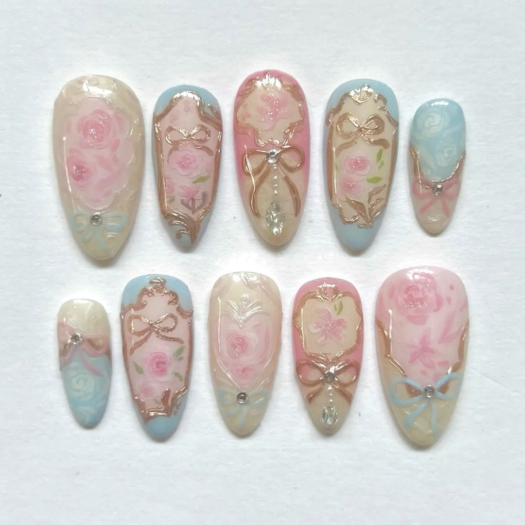 Elegant Floral Art Press-On Nail Set