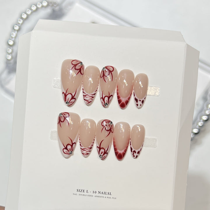 Artistic Floral Press-On Nail Design Set Stornfield