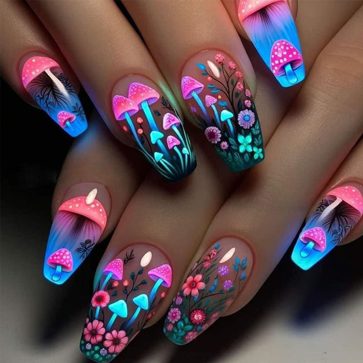 Artistic Floral Glow-in-the-Dark Nail Art Set Stornfield