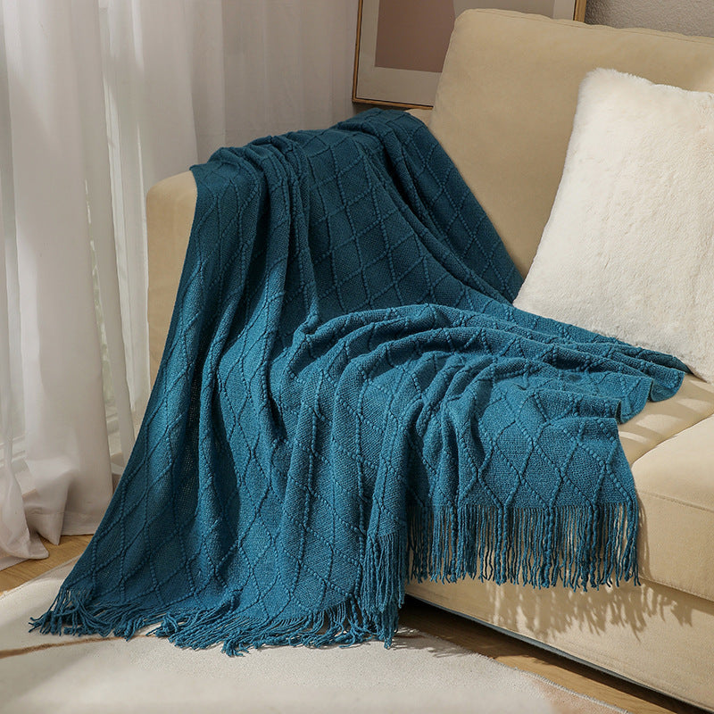 Cozy Textured Knitted Throw Blanket