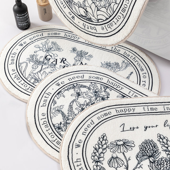 Floral-Themed Bath Mat for Bathroom