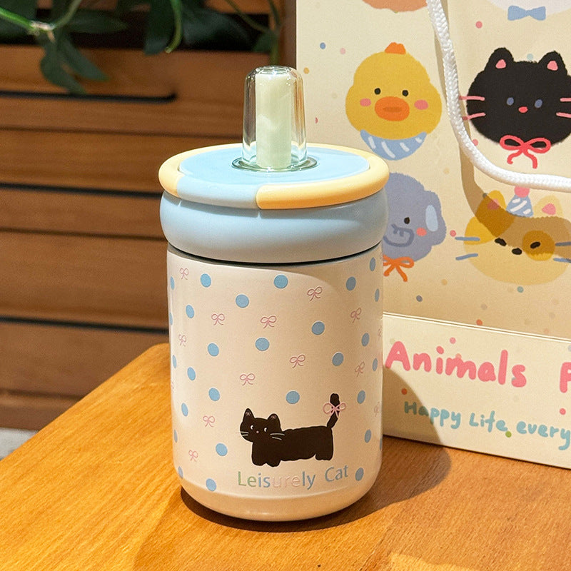Women's Insulated Drinking Cup with Secure Flip Lid and Cute Cat Design Stornfield