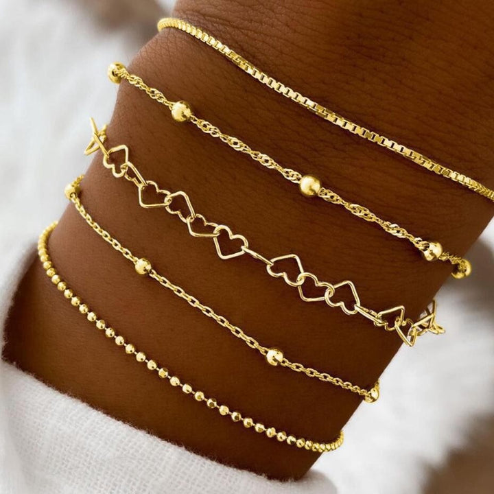 Silver Heart Charm Bracelet Set Stornfield