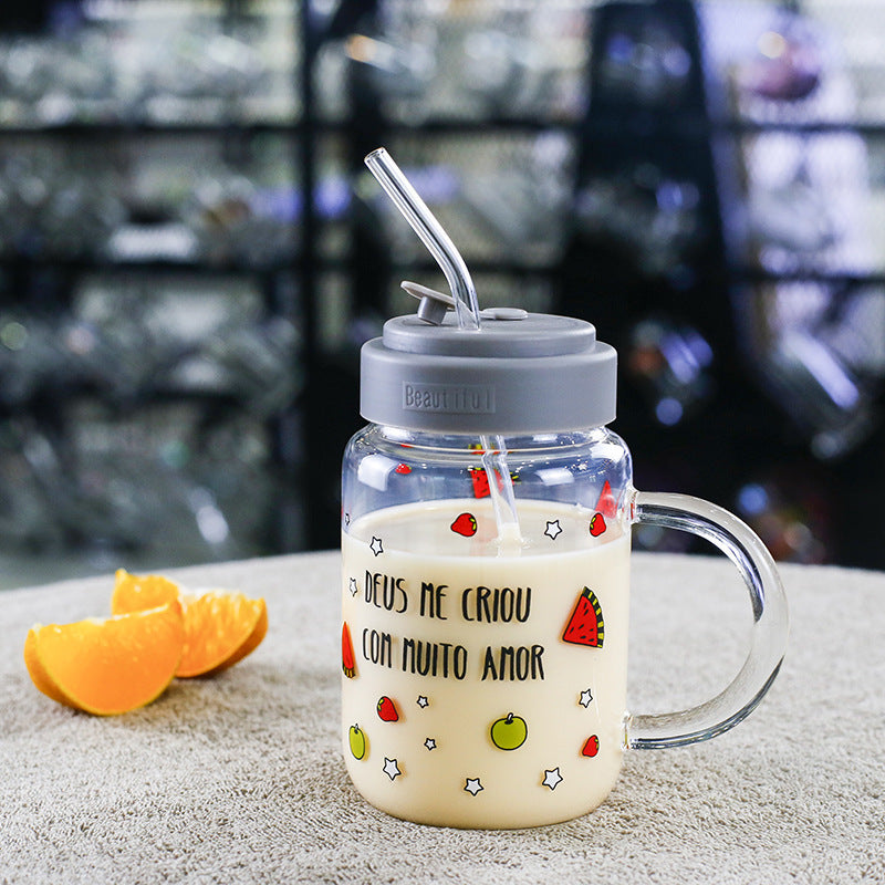 Ladies drinking glass with sealable lid and integrated straw Stornfield