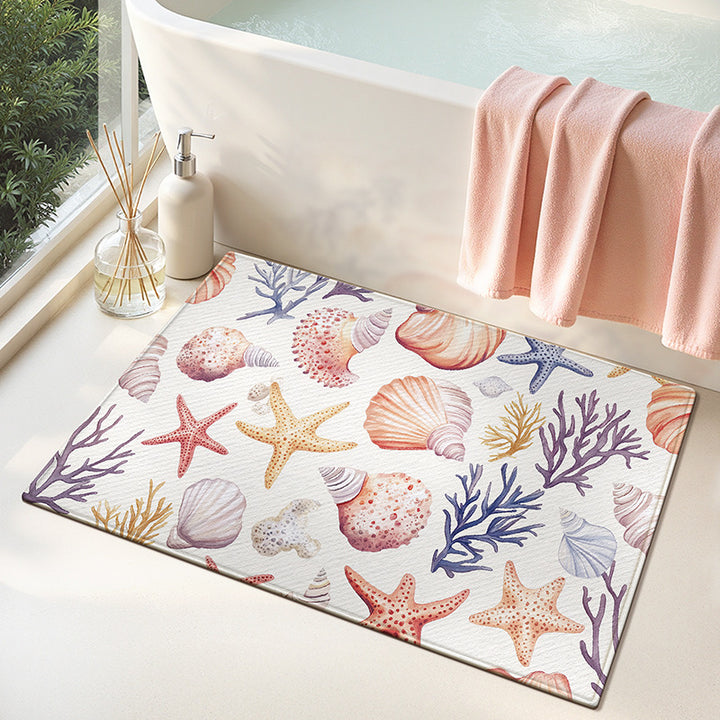 Coastal Shell Pattern Bath Mat