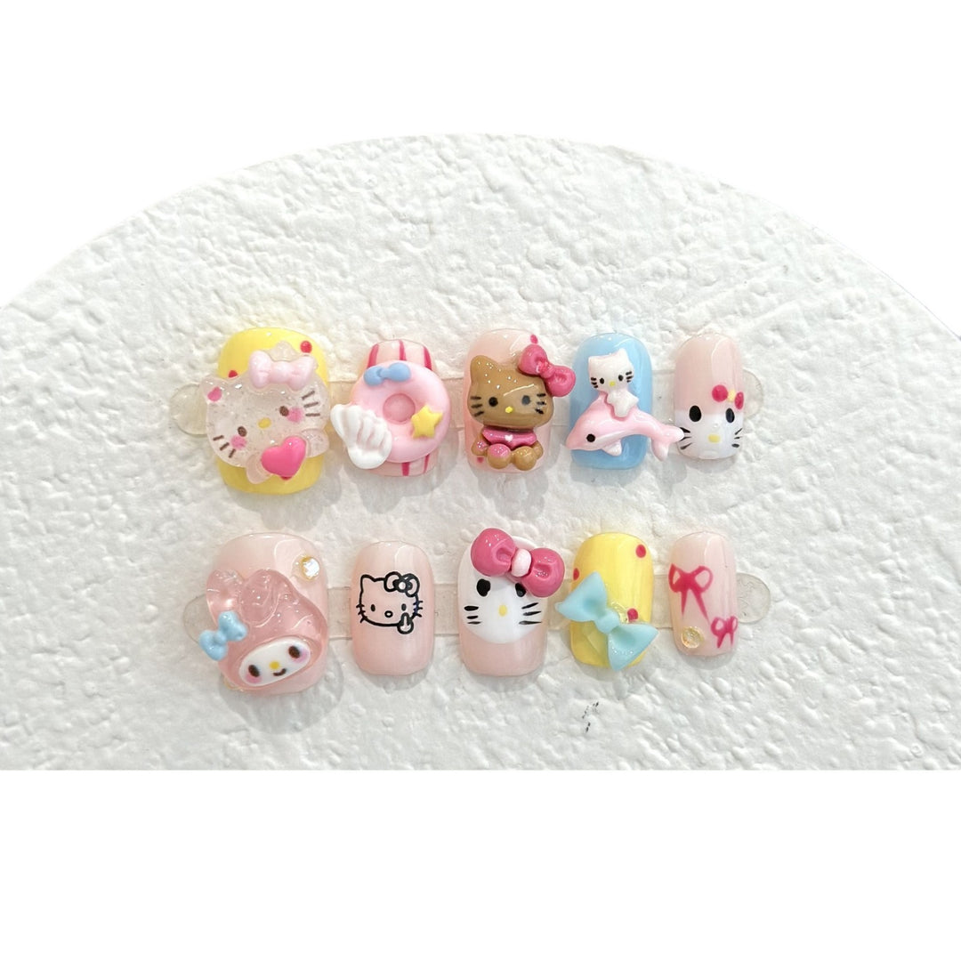 Whimsical Cartoon Character Press-On Nail Set