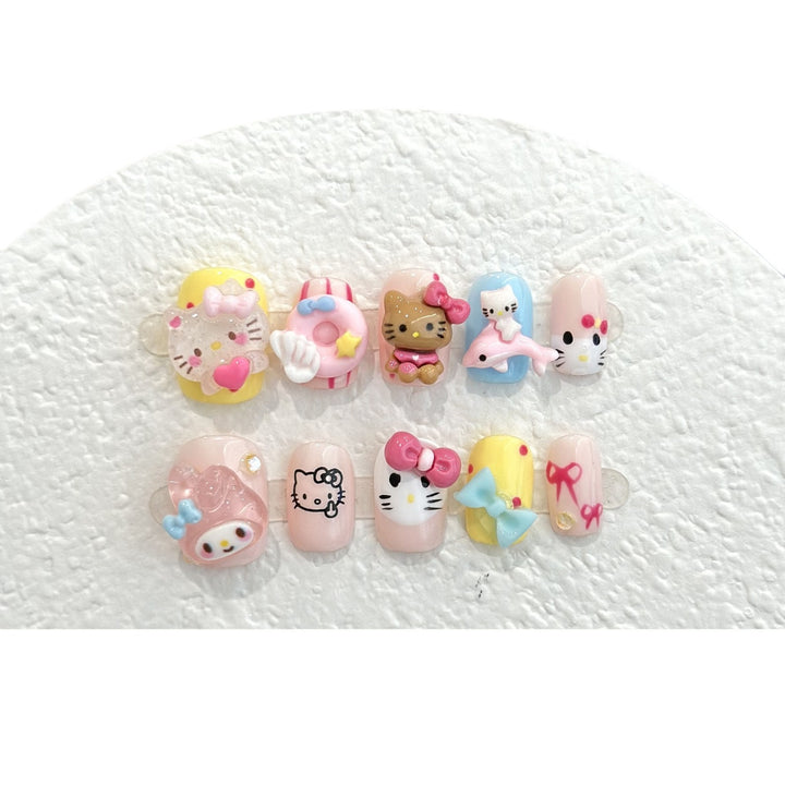 Whimsical Cartoon Character Press-On Nail Set