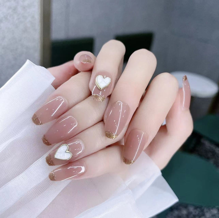 Decorative Press-On Nail Set with Heart Design Stornfield