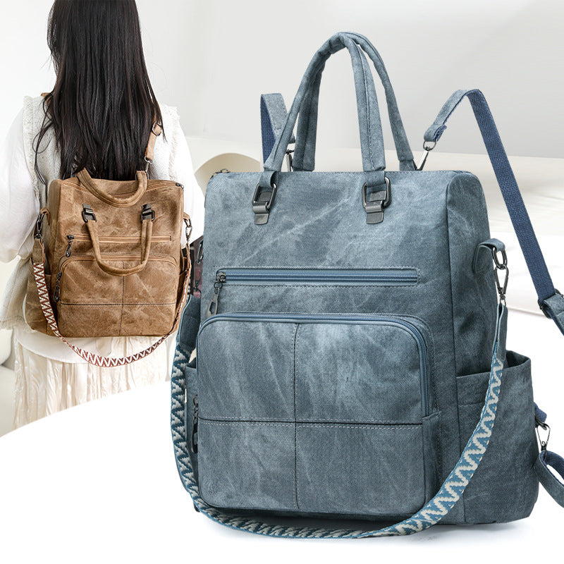 Versatile Multi-Compartment Faux Leather Backpack Stornfield
