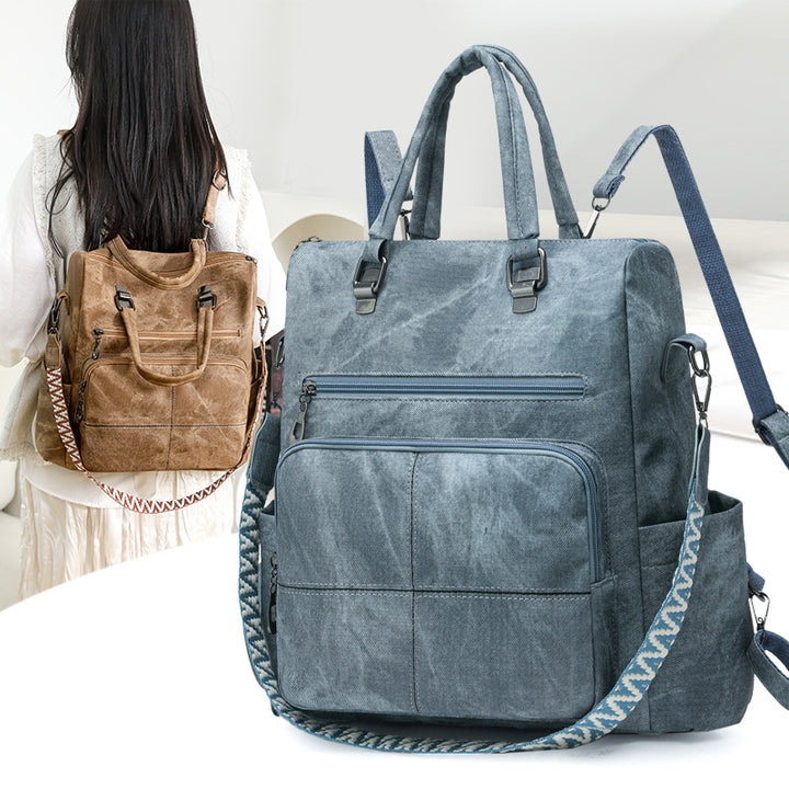 Versatile Multi-Compartment Faux Leather Backpack Stornfield