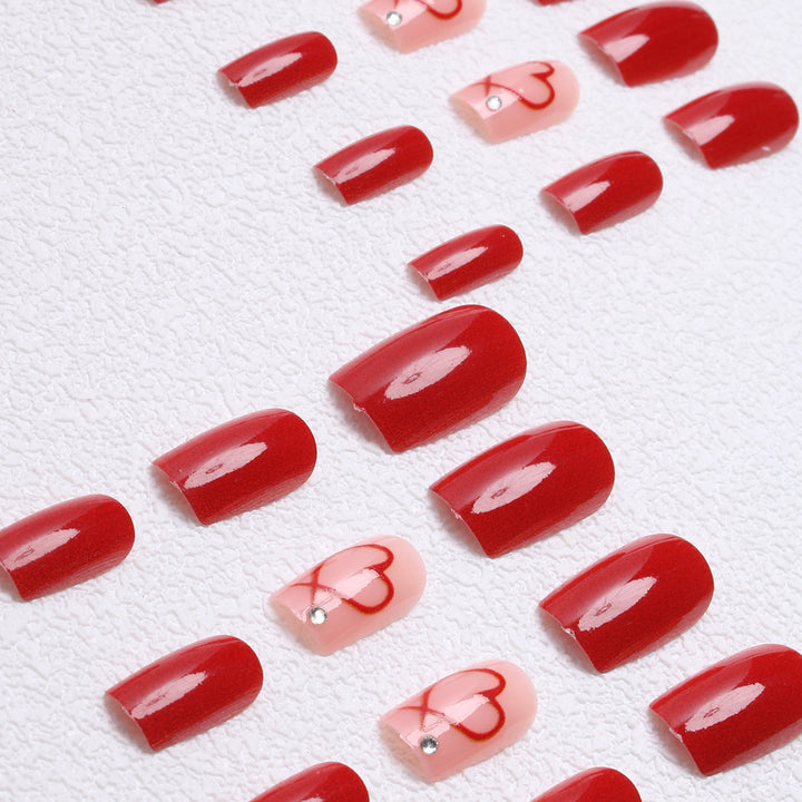 Romantic Heart-Embellished Press-On Nails Stornfield