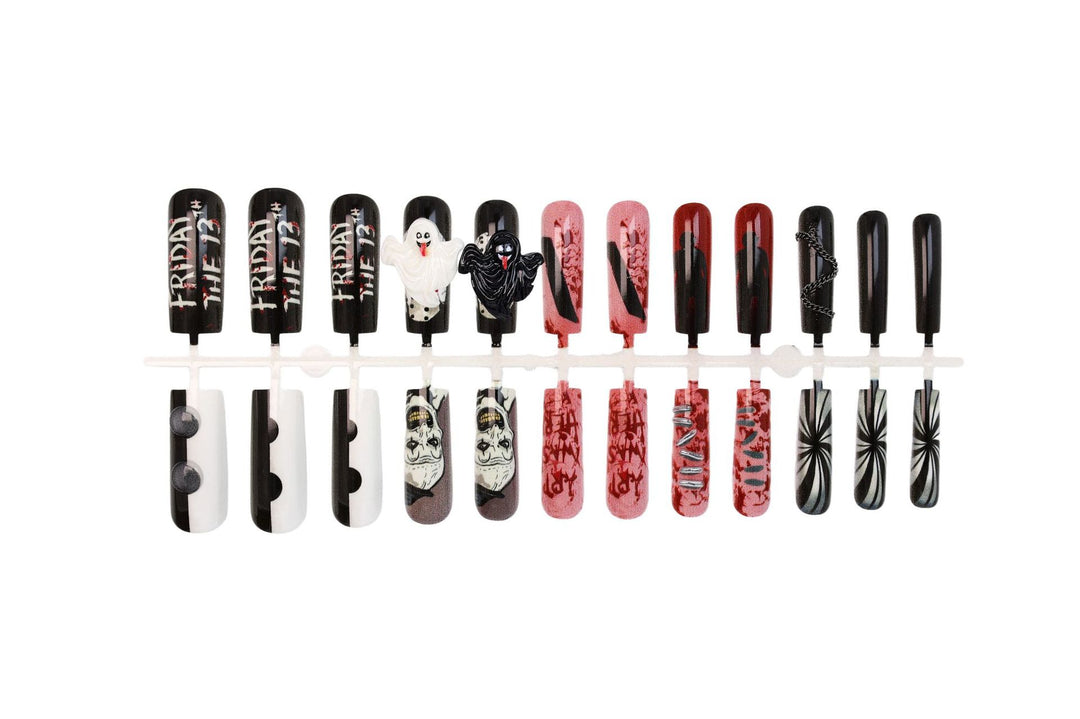 Halloween artificial nail set with creepy motifs and extravagant designs Stornfield