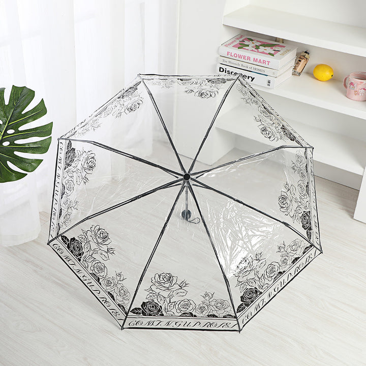 Ladies elegant transparent umbrella with romantic design Stornfield