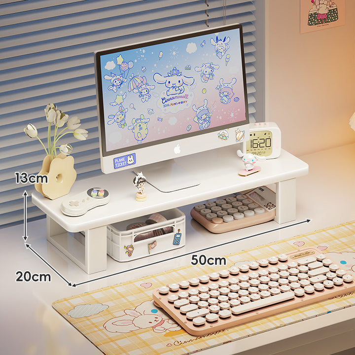 Bamboo Monitor Stand Riser with Under-Shelf Storage Organizer