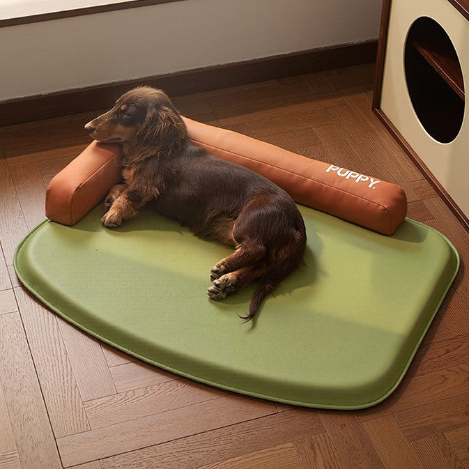 Unisex nan orthopedic dog mat with memory foam and raised head cushion edge Stornfield