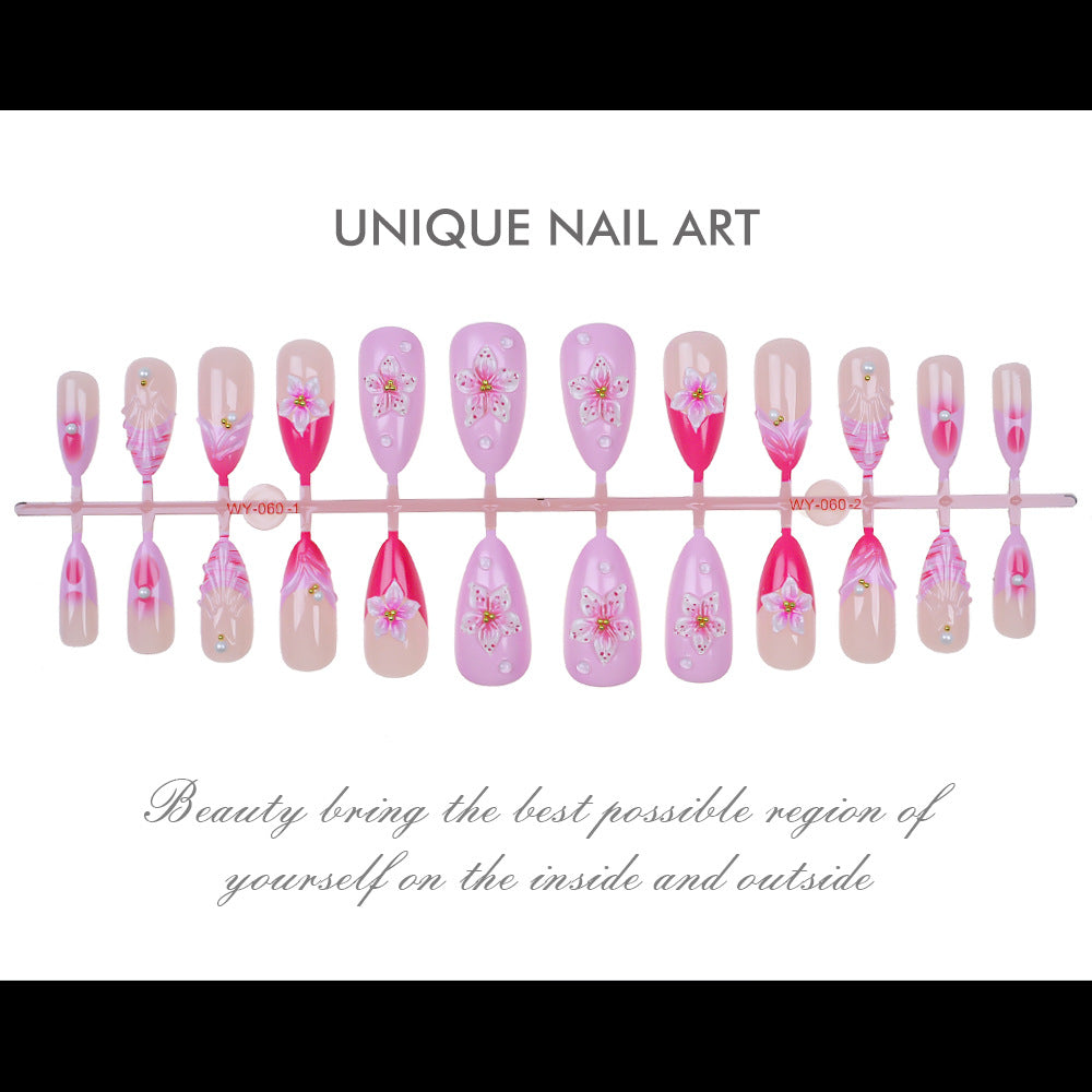 Elegant Floral-Accented Press-On Nail Set Stornfield