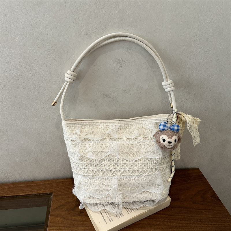 Elegant Lace-Embellished Handbag