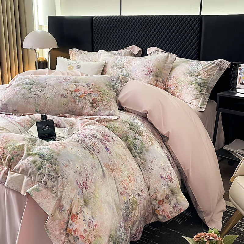 Luxury Floral Cotton Sateen Duvet Cover Set