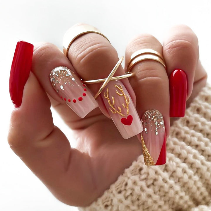 Creative nail art set with romantic heart and glitter elements Stornfield