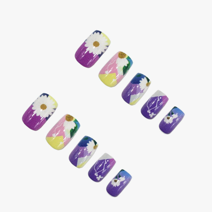 Artificial nail set with colorful floral designs Stornfield