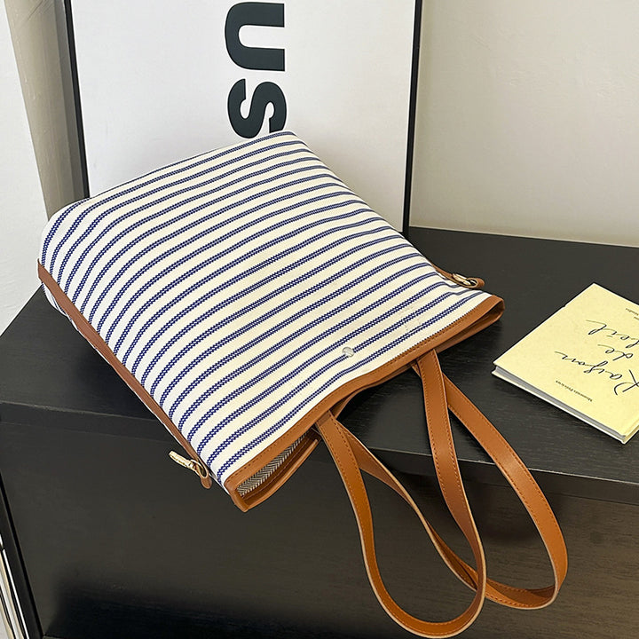 WoStriped Canvas Beach Tote Bag Stornfield