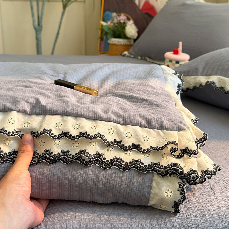 Women's bedspread with elegant lace embellishments and fine cotton surface Stornfield