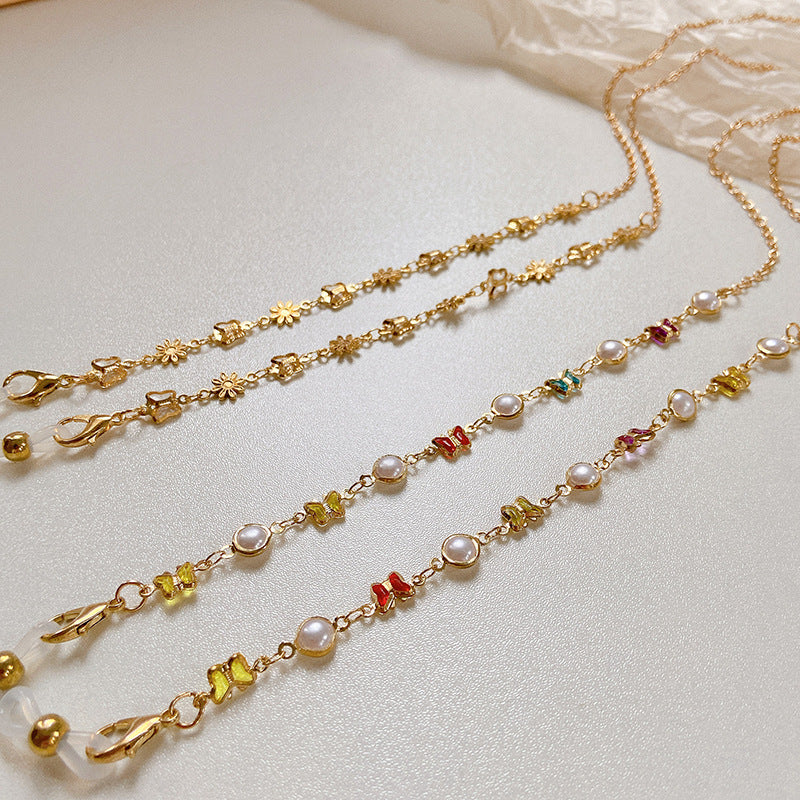 Stylized glasses holder chain with colorful crystals Stornfield