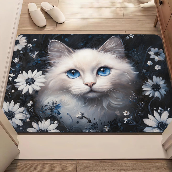 Decorative Cat-Themed Bath Mat for Bathroom