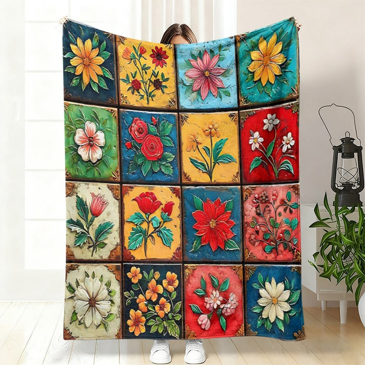 Decorative Floral Art Throw Blanket