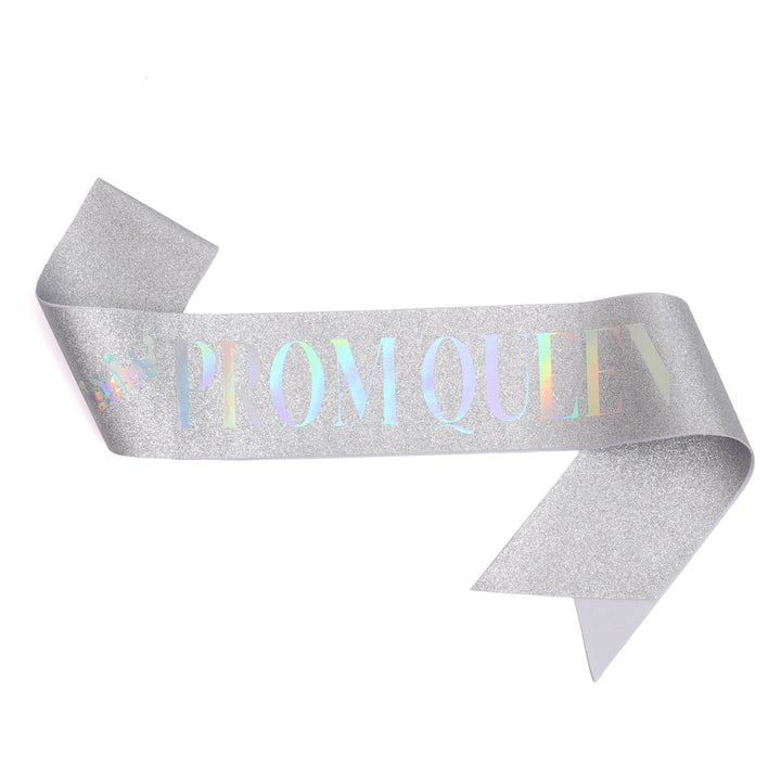 Ladies festive satin sash with holographic print Stornfield