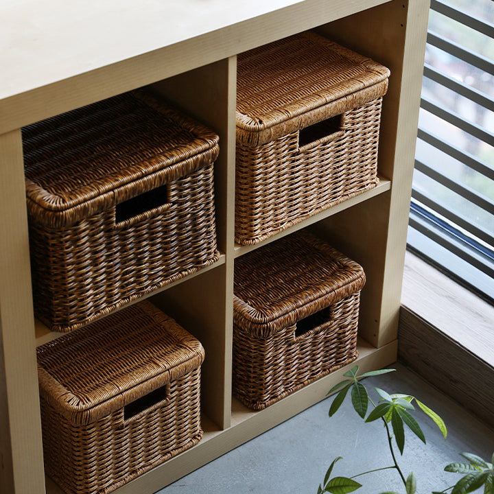 Unisex Rectangular Storage Basket with Decorative Lid Stornfield