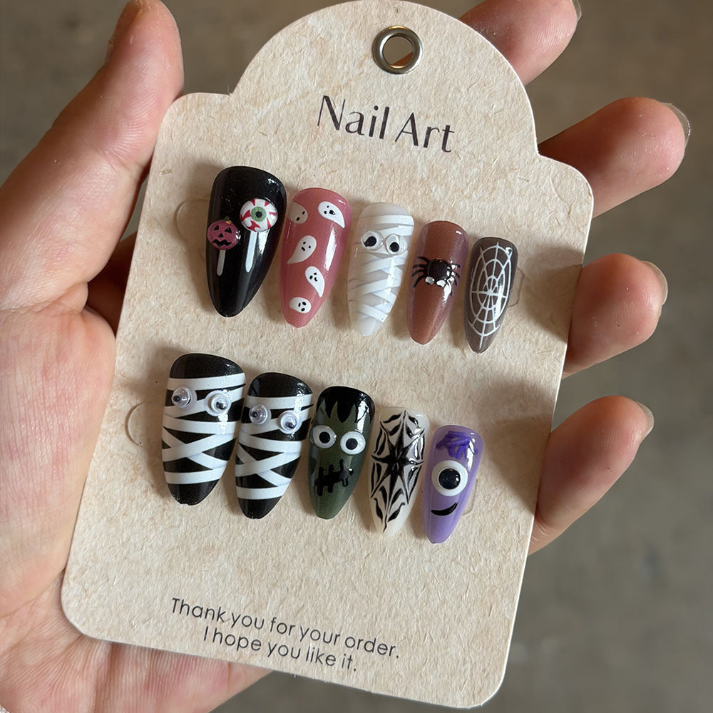 Whimsical Halloween-Themed Press-On Nail Set Stornfield