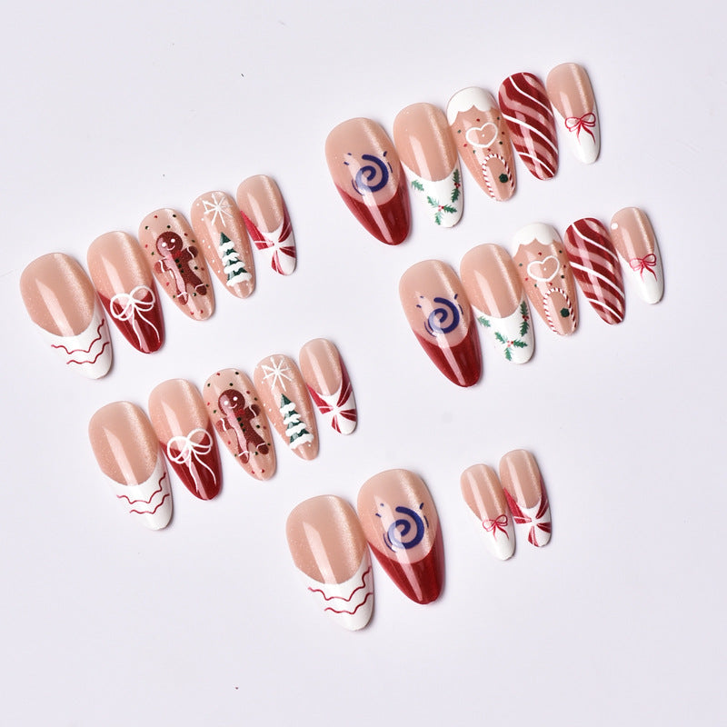 Festive Holiday-Themed Press-On Nail Art Set