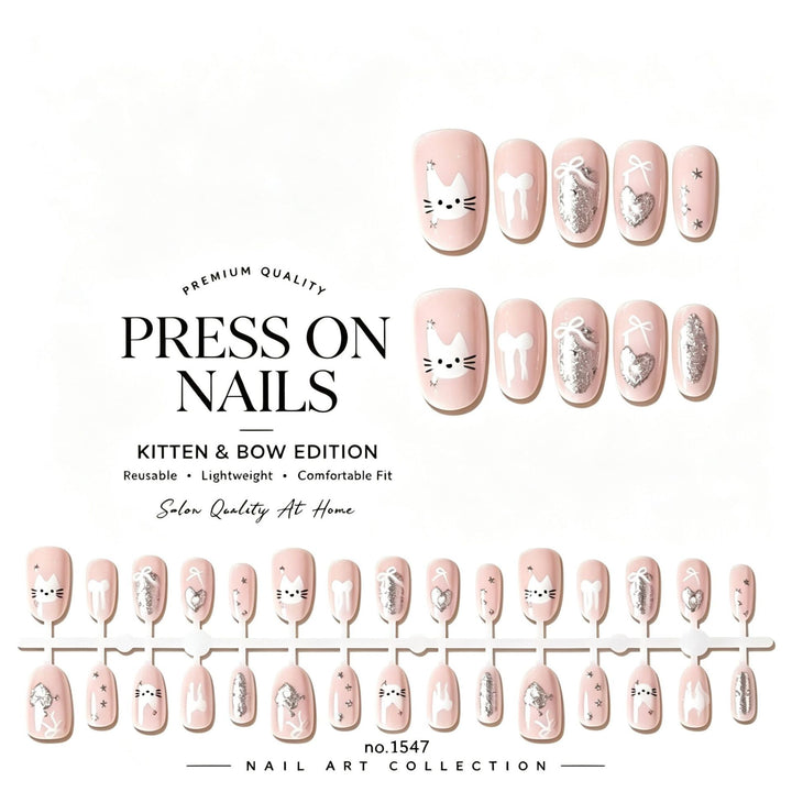 Thematic Cat Design Press-On Nails