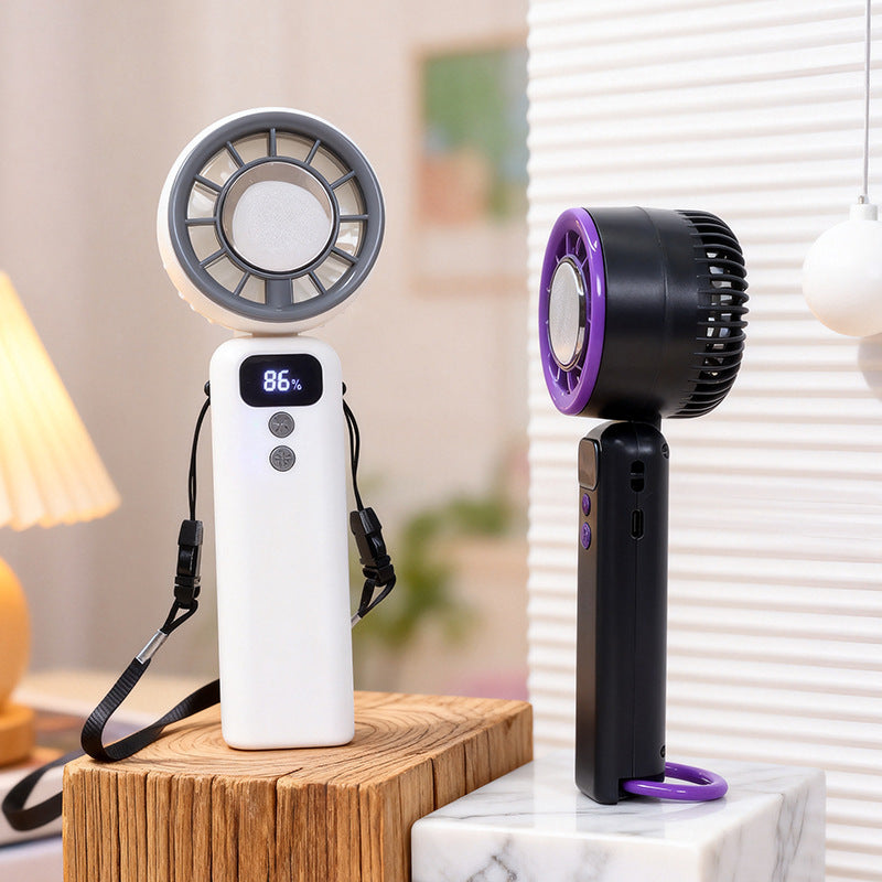 Women Multifunctional Hand Fan with LED Display and USB Charging Function Stornfield