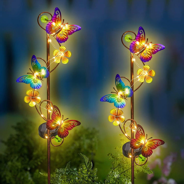 Solar LED Butterfly Garden Stake Decorative Metal Yard Ornament Stornfield